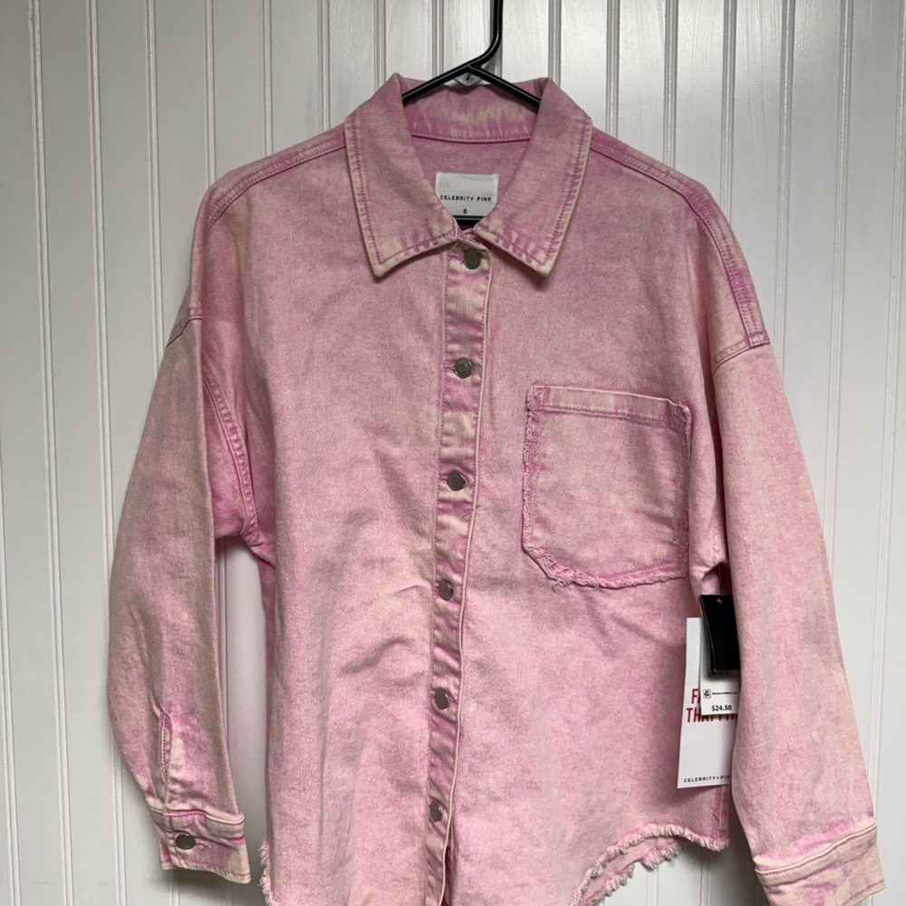 Pink Denim Button-Up Shirt
